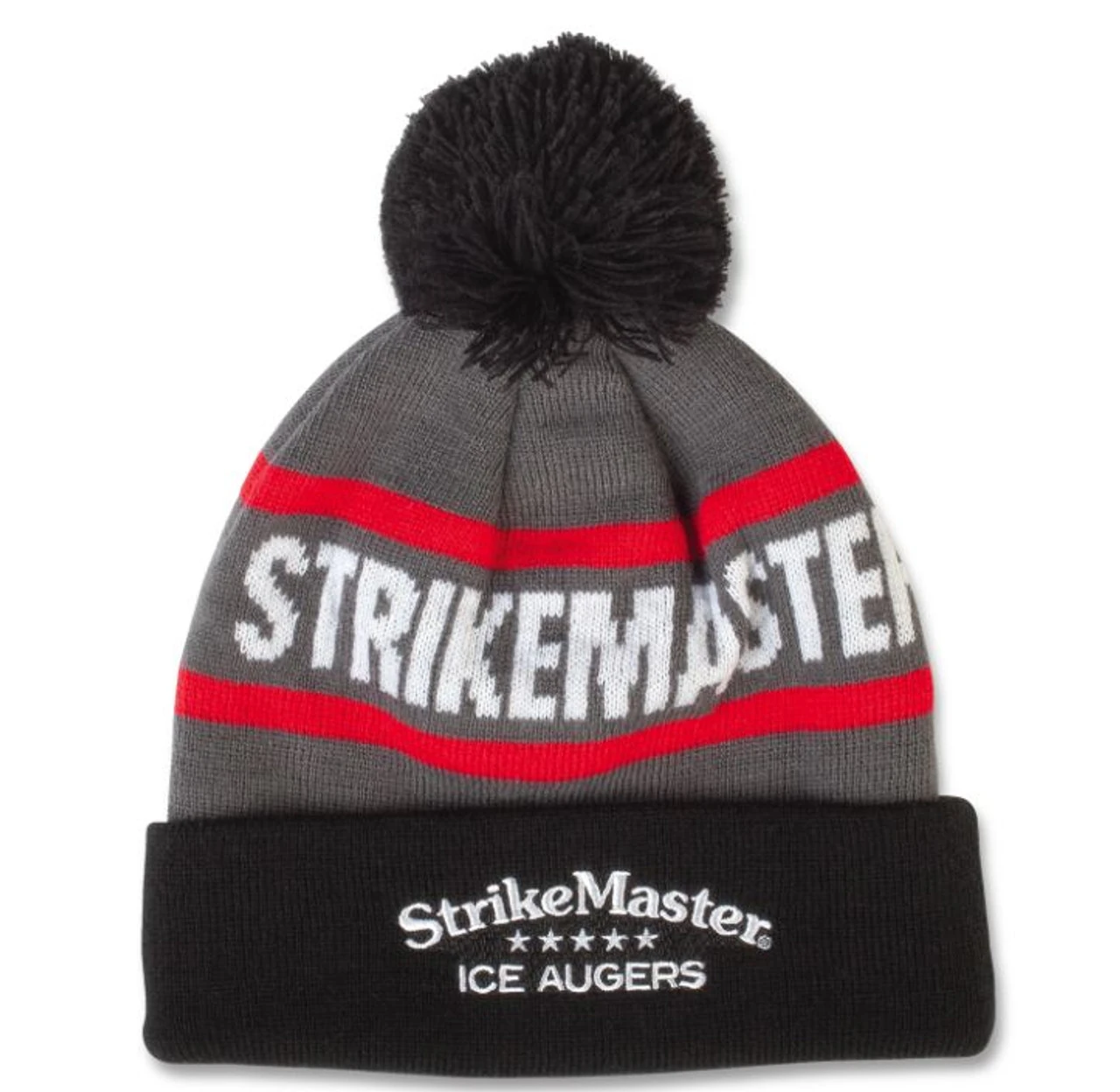 StrikeMaster® Pom Beanie - Black Grey Red 3 StrikeMaster® Pom Beanie - Black Grey Red